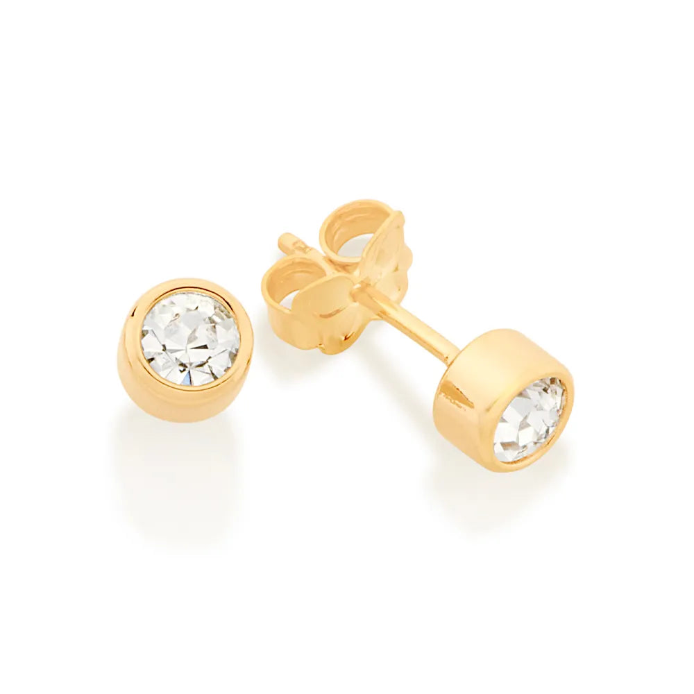 18K Gold-Plated Solitaire Earring with Crystals - 5201850006
