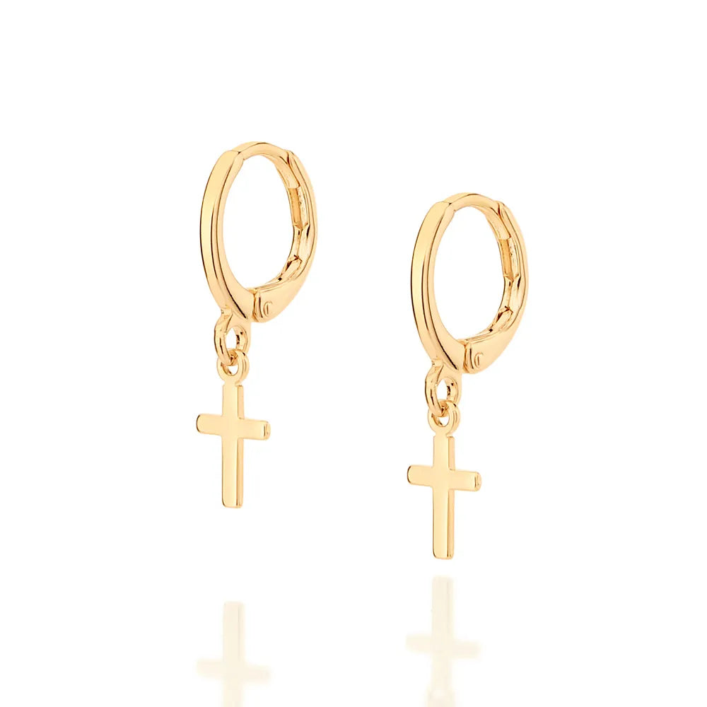 18K Gold-Plated Cross Hoop Earring - 5267890000