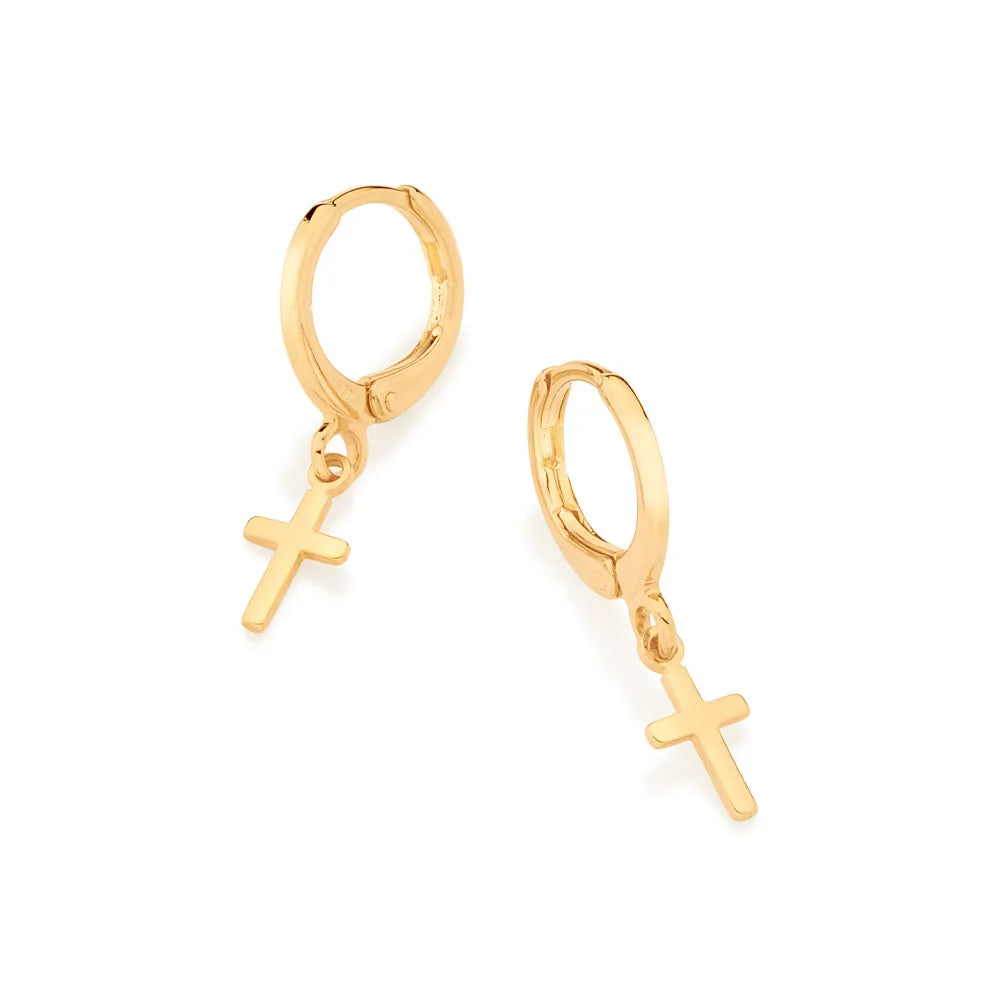 18K Gold-Plated Cross Hoop Earring - 5267890000