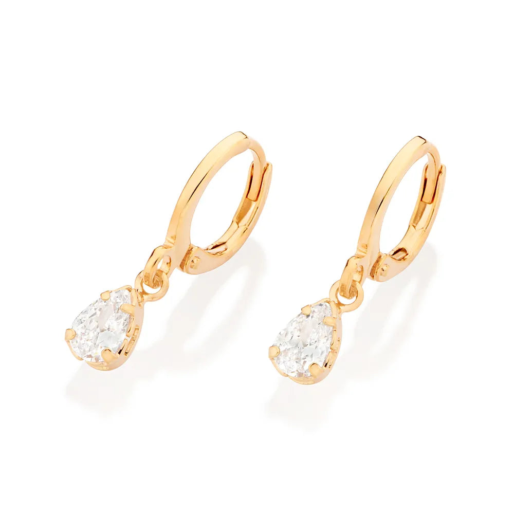 18K Gold-Plated Hoop Earrings with Cubic Zirconia - 5272370006