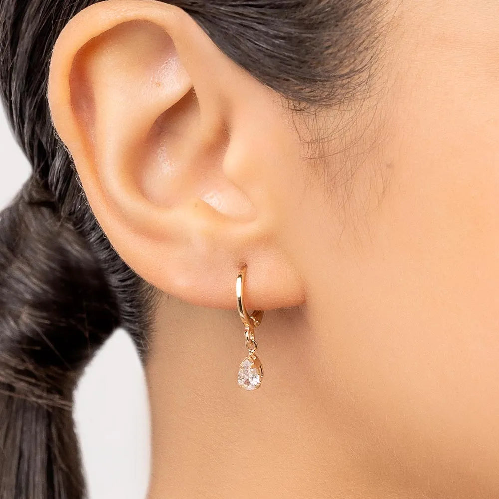 18K Gold-Plated Hoop Earrings with Cubic Zirconia - 5272370006