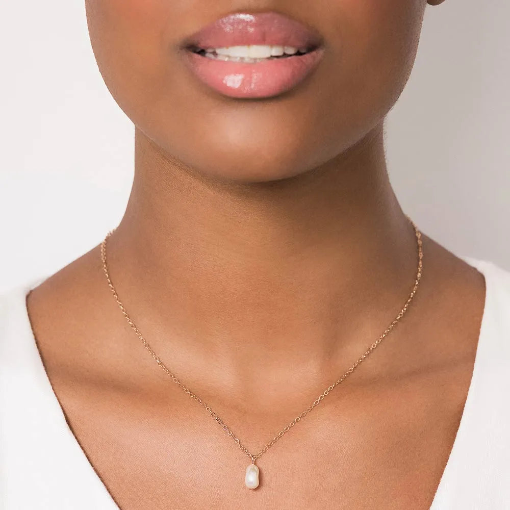 18K Gold-Plated Choker with Baroque Pearl - 5325605026