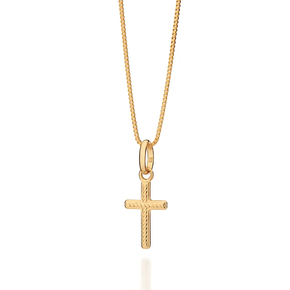 18K Gold-Plated Textured Cross Pendant - 5430190000