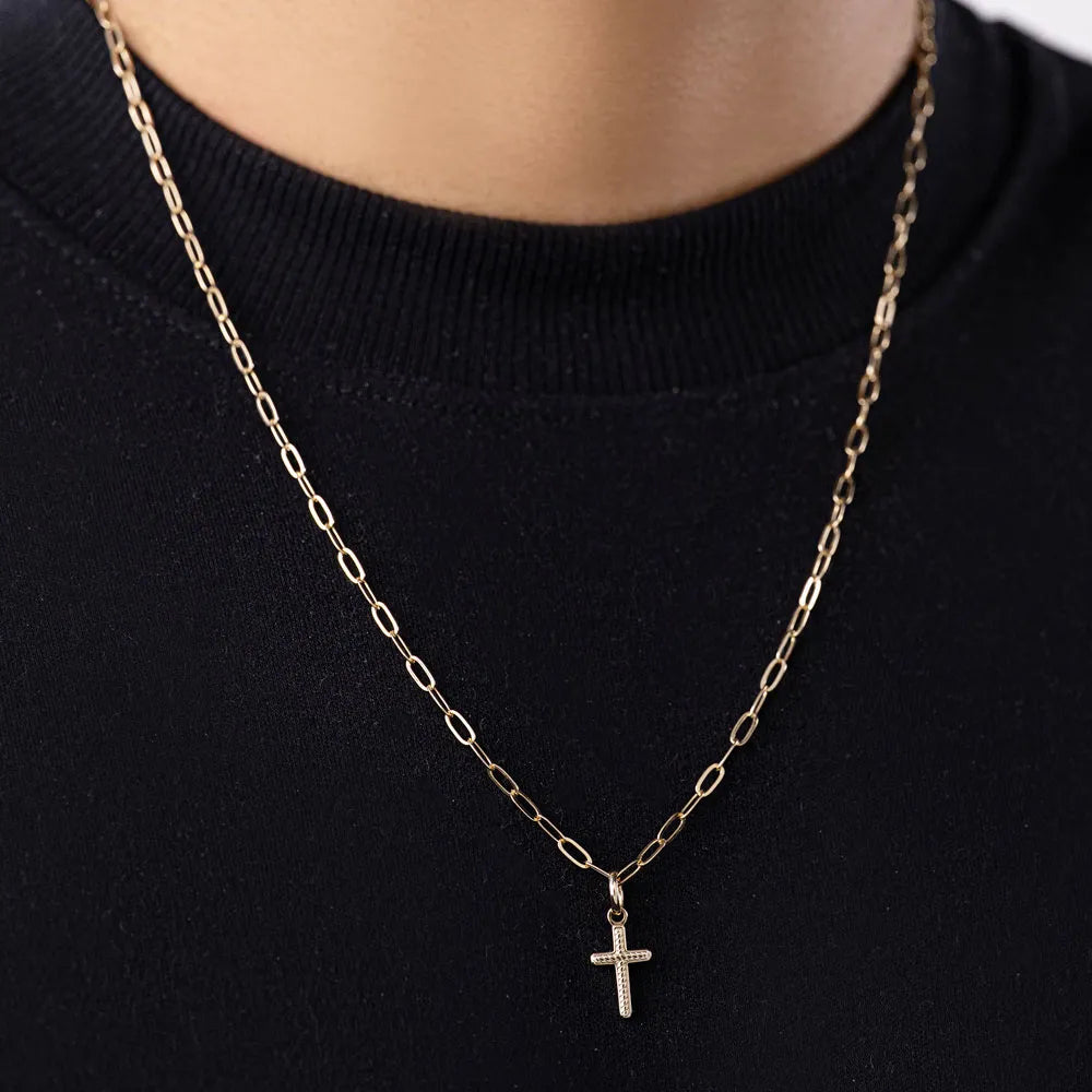 18K Gold-Plated Textured Cross Pendant - 5430190000