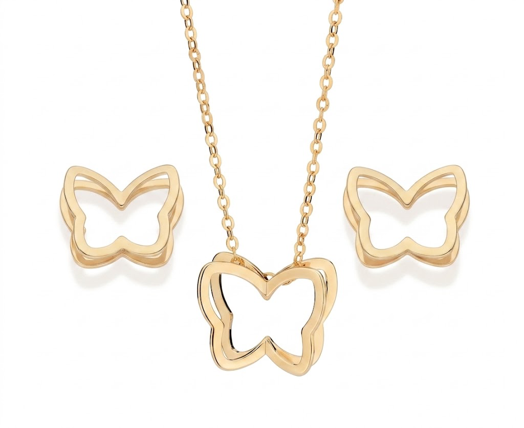 18K Gold Plated Butterfly Jewellery Set - 003